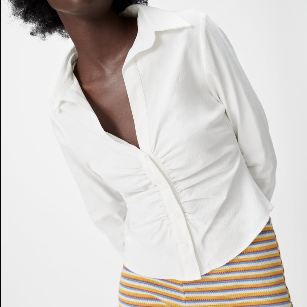 Zara pleated button up shirt